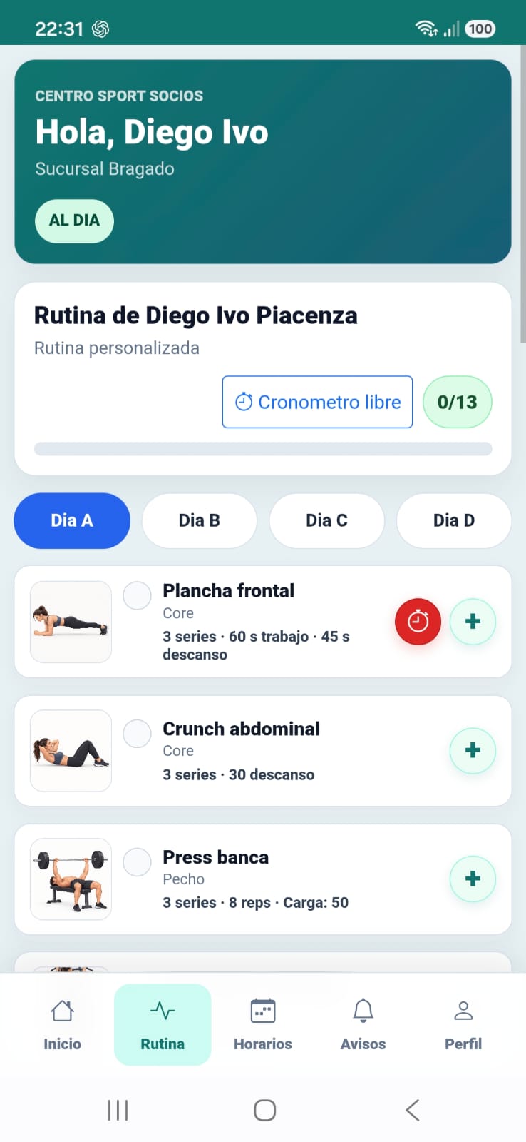 App del socio CentralFit
